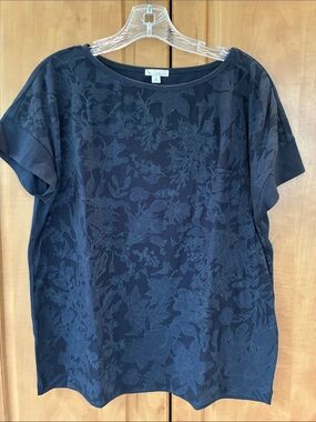 GAP Navy Floral Jacquard Short Sleeve Tee